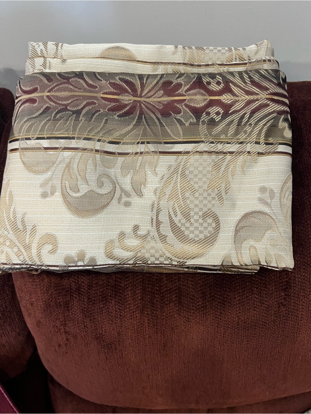 Comfort Bay Brown Damask Tie-Top Window Curtains size 50x84 2 panels
